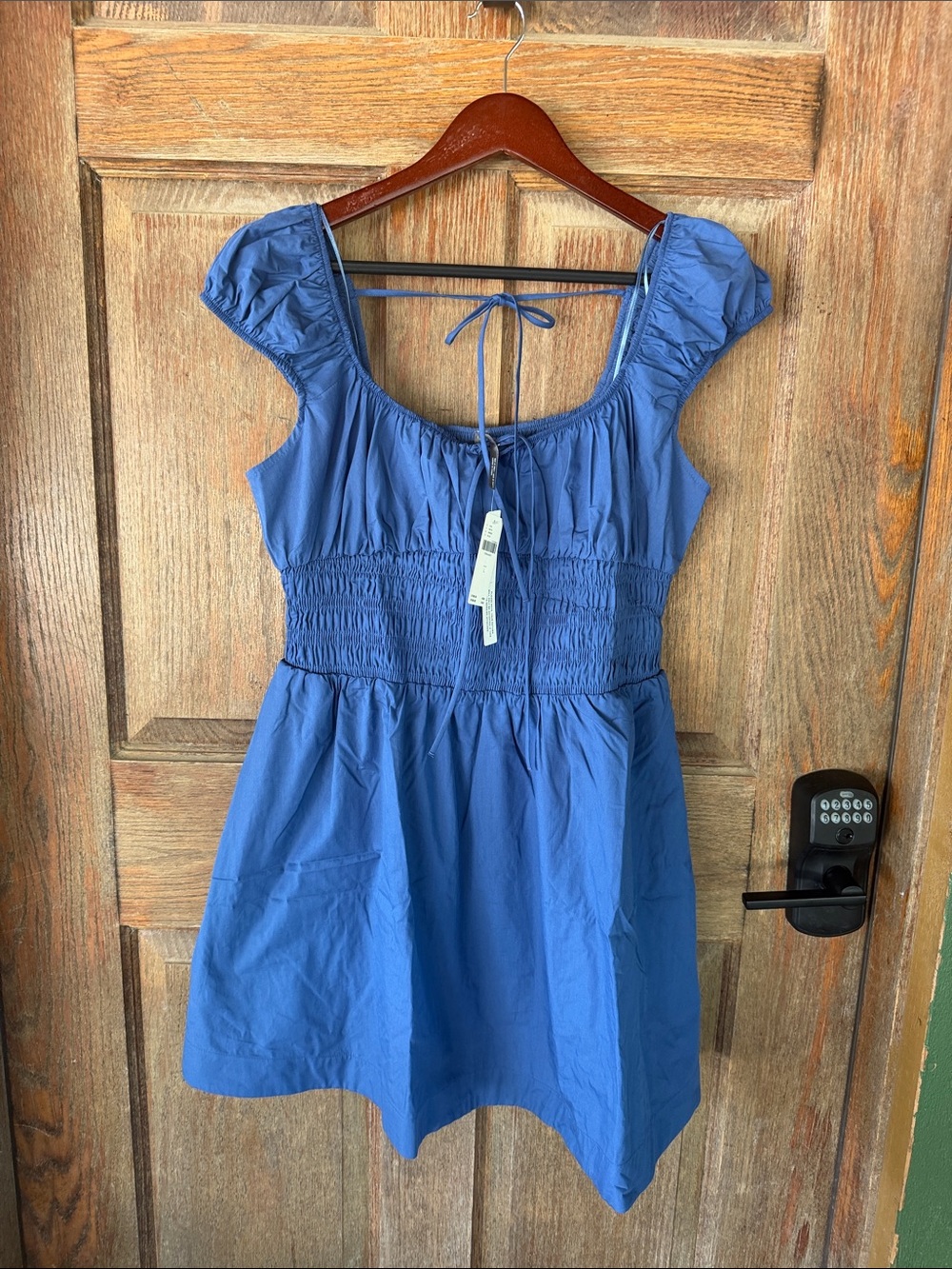 NWT Anthropologie Smocked Waist Blue Cotton-Blend Dress